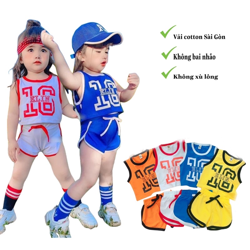 Bộ quần áo ba lỗ bóng chày bé gái (Vải Cotton SG) từ 9kg đến 26kg