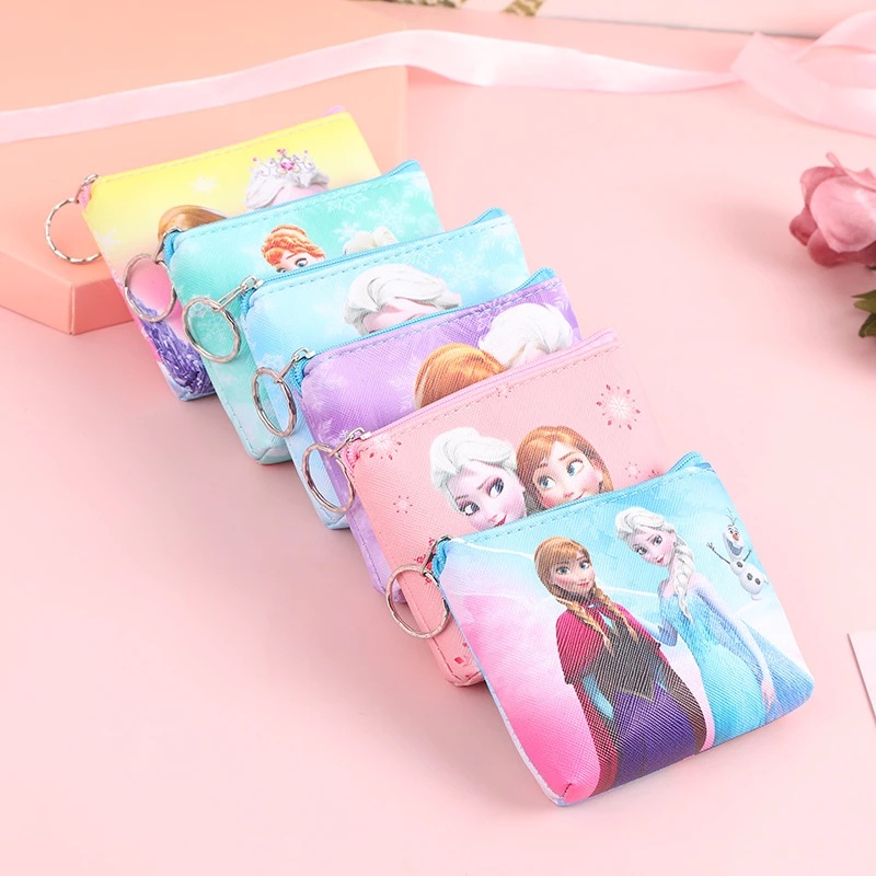 Ví Đựng Tiền Xu mini Bằng Da PU In Nhân Vật Hoạt Hình Disney Nàng Tiên Cá Ariel Rapunzel Dễ Thương Cho Bé Gái