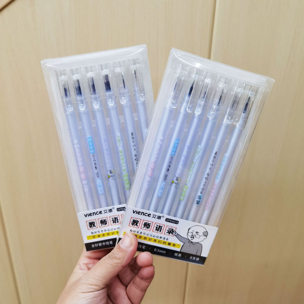Bút gel Nắp đậy Nhật Bản Vience GP64819 Mực đen 0.5mm Cho Học Sinh Ghi Chú - Văn Phòng Phẩm Haku