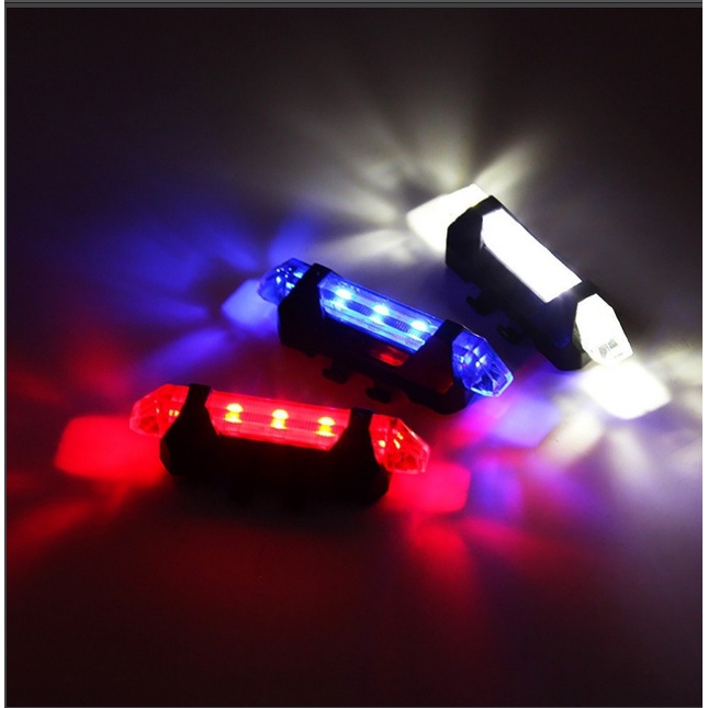 Đèn xe đạp đèn báo hiệu gắn đuôi xe đạp 5 bóng LED có cổng sạc USB