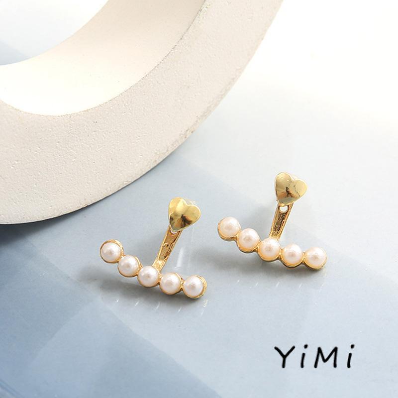 Bông Tai Hình Trái Tim Đính Ngọc Trai Phong Cách Retro Pháp Xinh Xắn Thời Trang