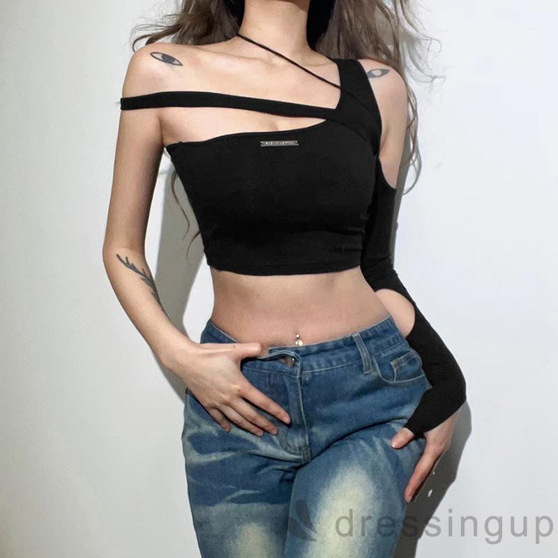 Áo Croptop Tay Dài Thiết Kế Hở Lưng Quyến Rũ