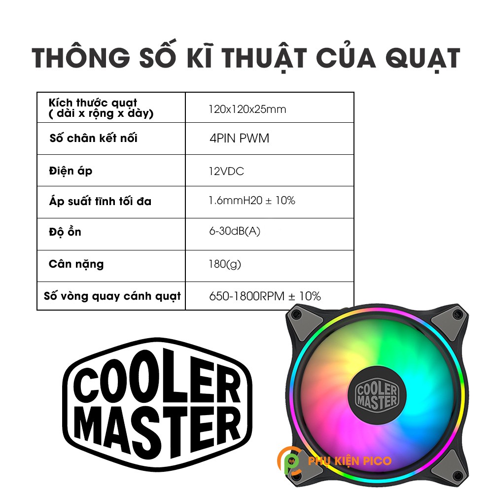 Quạt Fan Case 12CM Cooler master MF 120 Halo A-RGB - Quạt Fan Case 120 MasterFan MF120 Halo Dual Ring