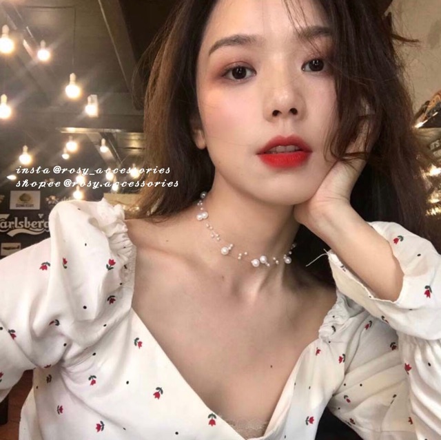 ROSY - DÂY CHUYỀN CHOKER NGỌC TRAI GIẢ BÁNH BÈO