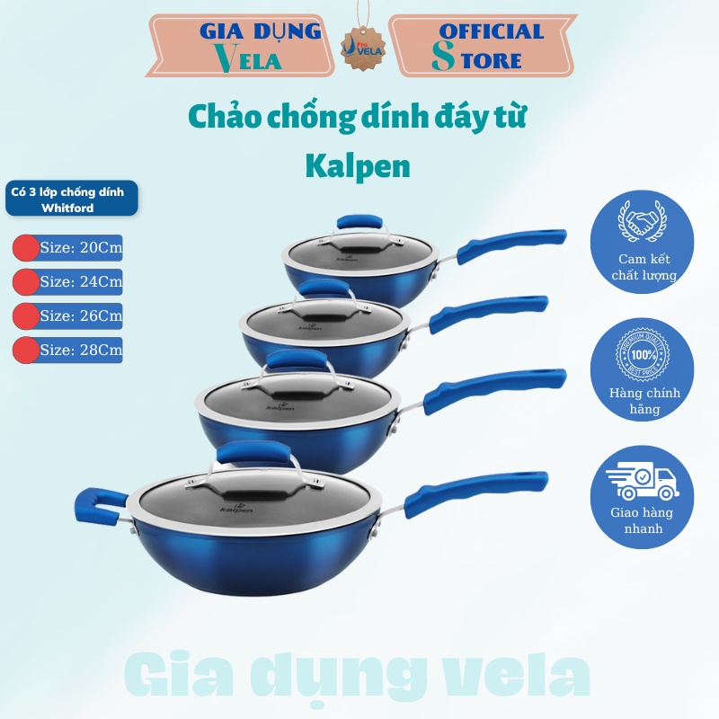 Chảo Chống Dính Đáy Từ Phẳng Cao Cấp Kalpen Inzager Chảo Sâu Lòng Size 20cm-28cm Dùng Cho Mọi Loại Bếp