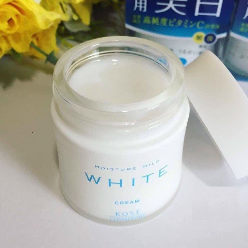 [Vitamin C Hàm Lượng Cao] Kem dưỡng trắng mờ thâm Kose Moisture Mild White Nhật Bản 55gr