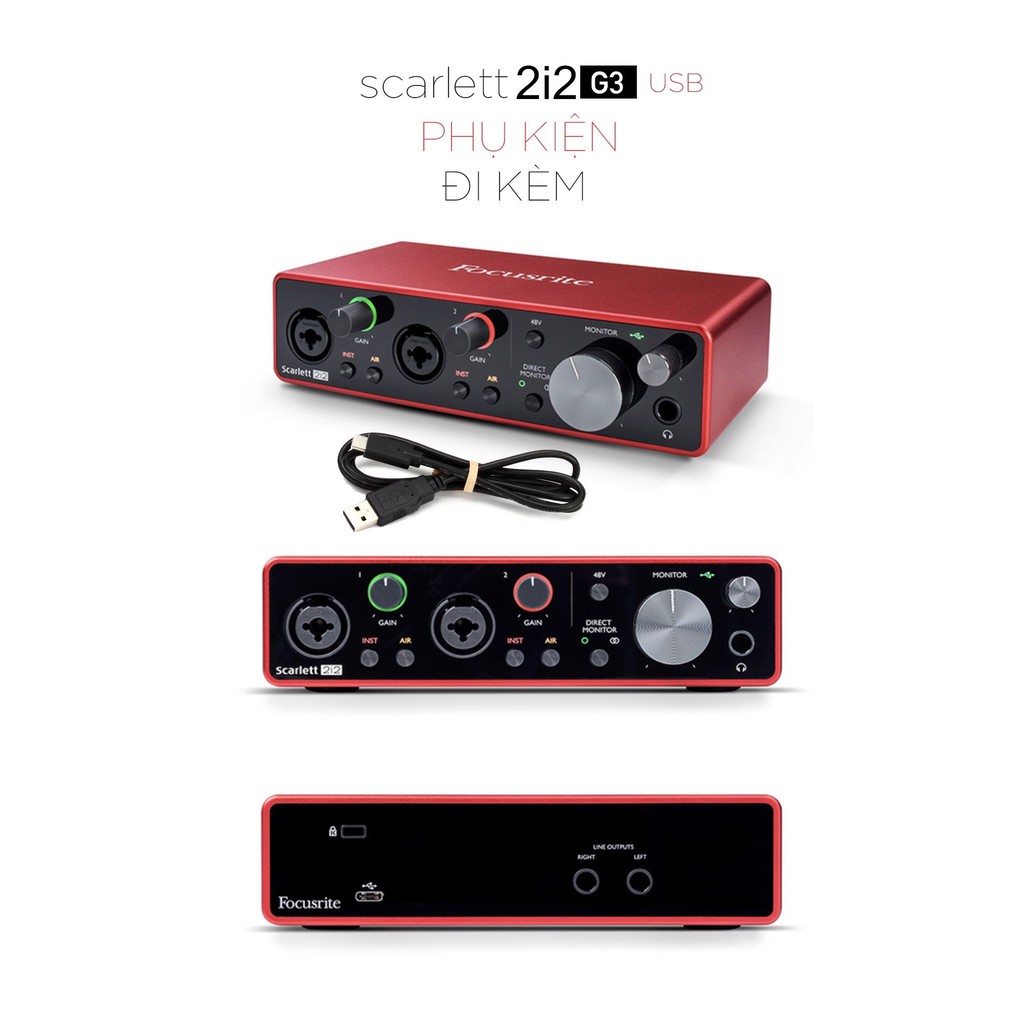 Chính hãng】Thiết bị thu âm livestream Sound card Focusrite Scarlett 2i2 3rd Gen