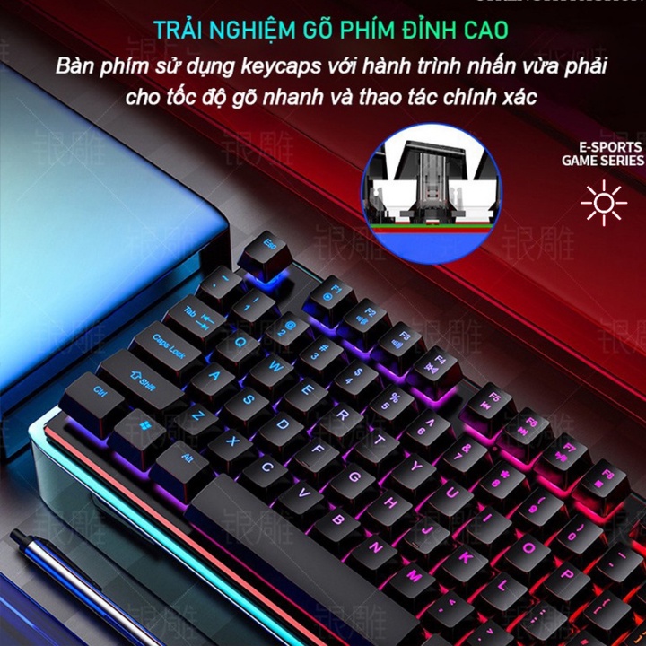 Bàn Phím Máy Tính Có Dây Gaming V4, V4Pro, V5Pro - Đèn Led RGB Chống Nước Kèm Chuột Máy Tính - Bảo Hành 12 Tháng