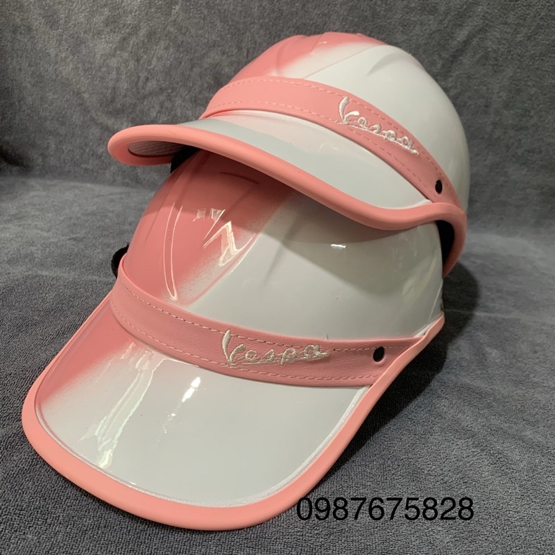 Nón kết đai da vespa 2màu nano bóng