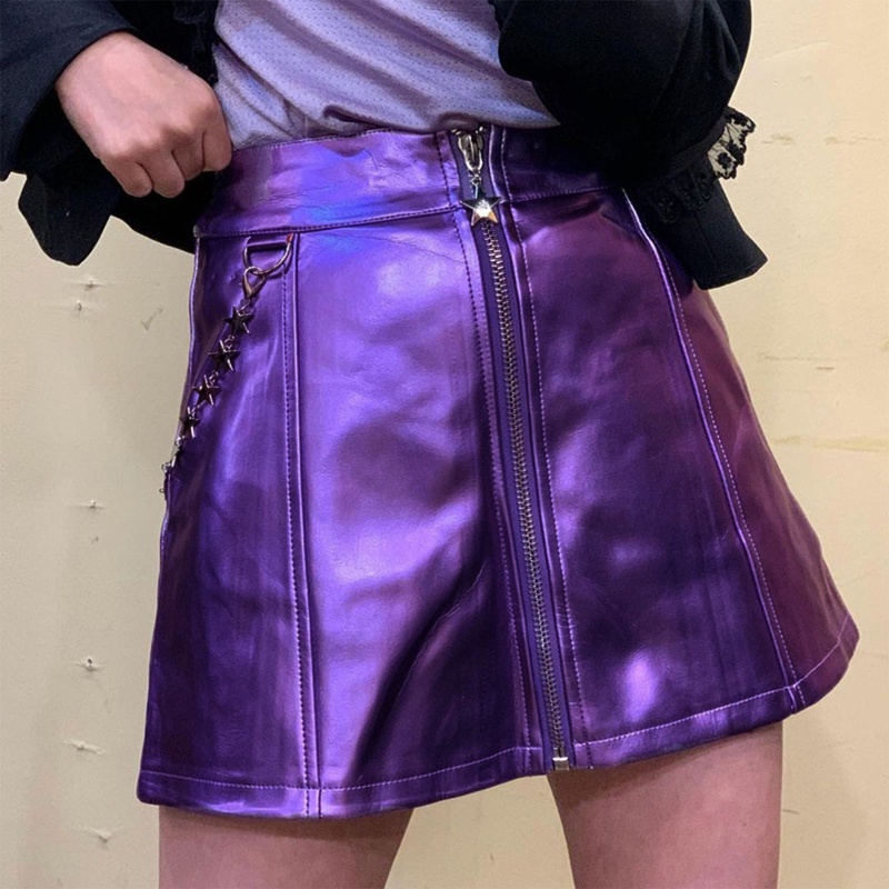 Chân Váy Xòe Mini Phối Dây Xích Lấp Lánh Thời Trang Đường Phố Mùa Hè Cho Nữ