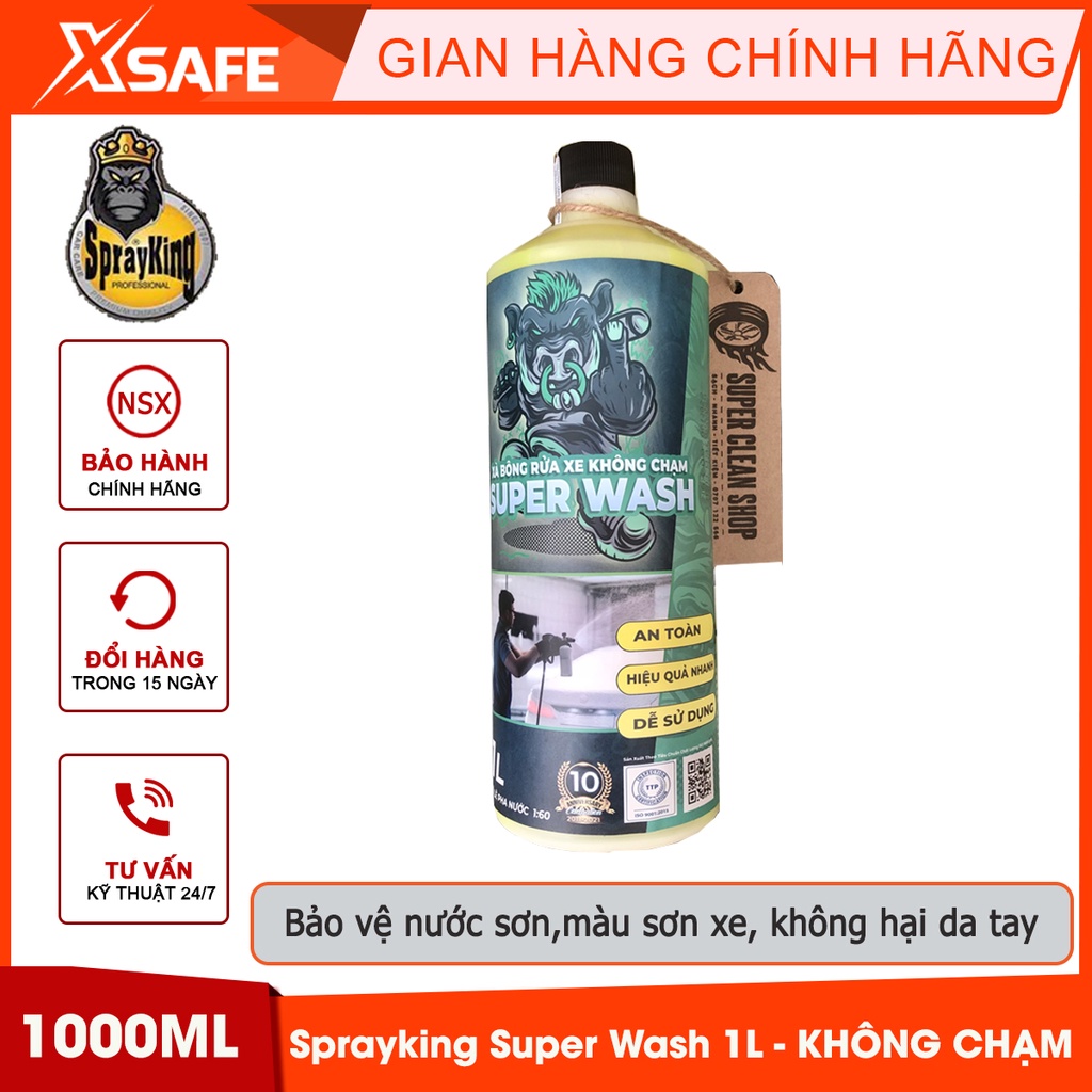 Nước rửa xe bọt tuyết không chạm SPRAYKING SUPER WASH chai 1 Lít rửa xe siêu sạch, siêu sáng bóng, tạo bọt mịn nhiều bọt