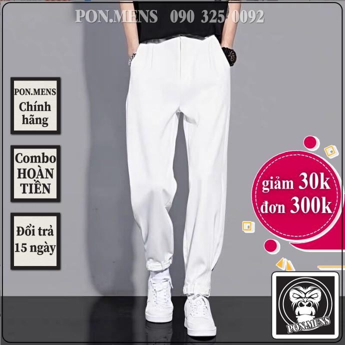 Quần baggy nam ống rộng vải Hàn cao cấp màu trắng đen đẹp thoáng mát mặc hè pon.mens hà nội hcm