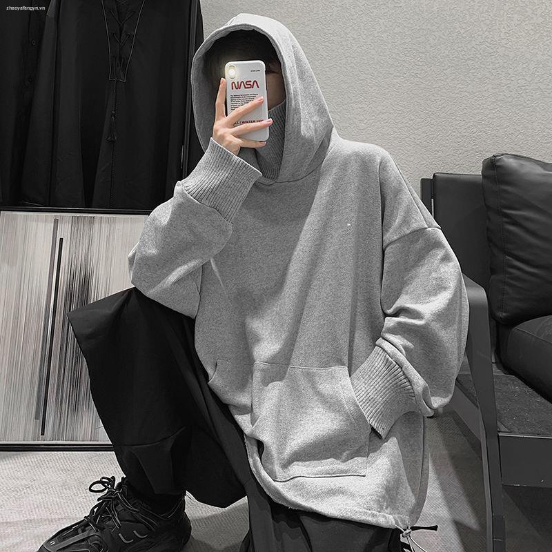 Áo hoodie cổ cao dáng rộng thời trang thu đông hong kong dành cho cặp đôi