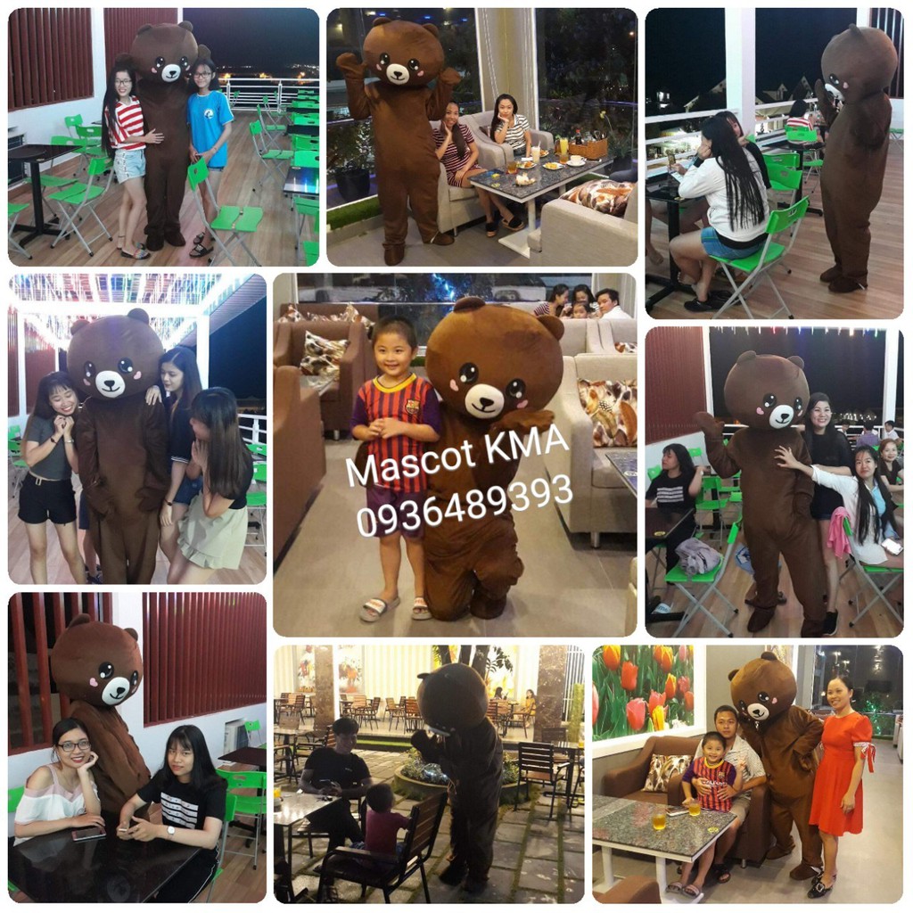 Mascot Gấu Brown - Tặng kèm áo làm mát - Quần áo hoá trang