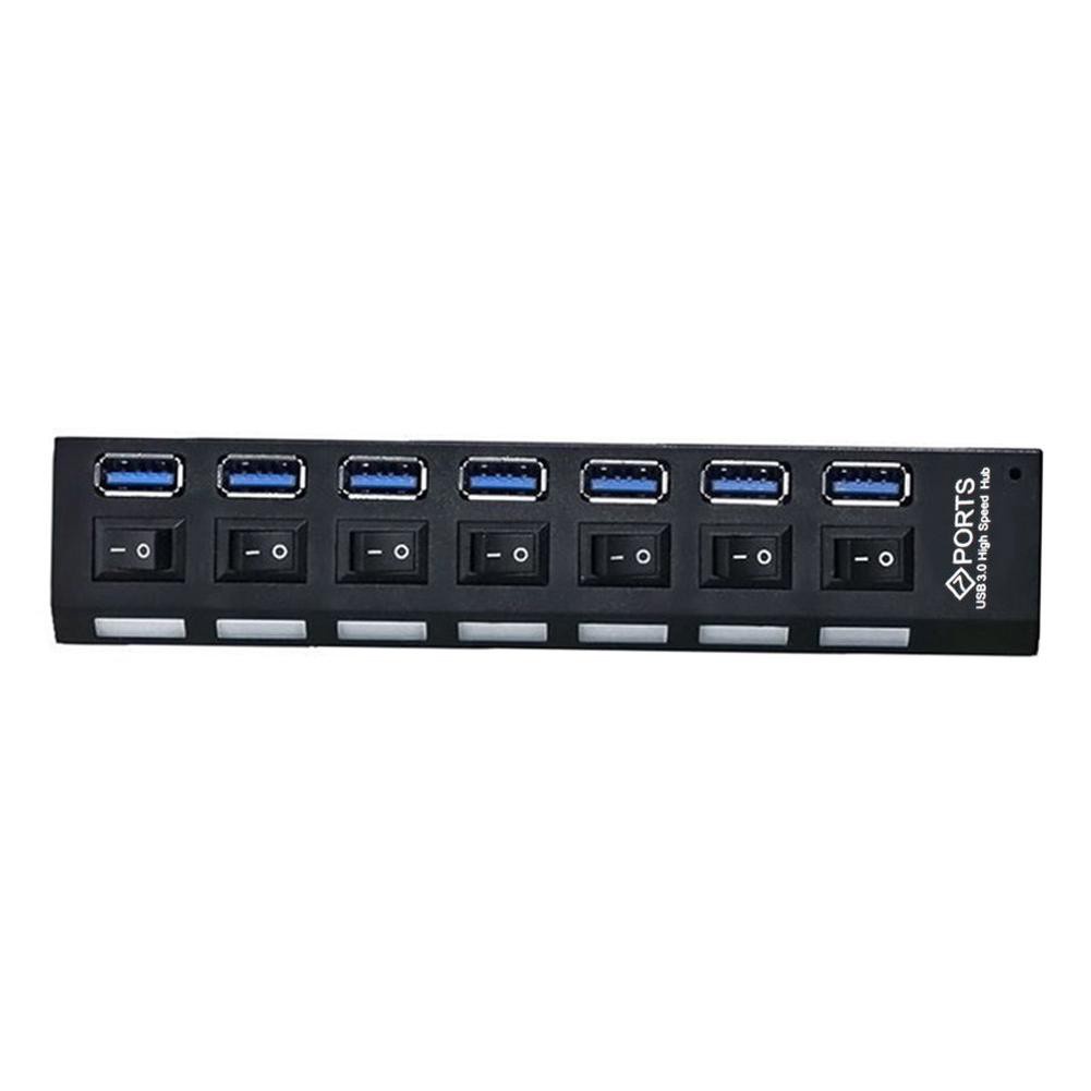 USB 3.0 Hub With Separate Seven Ports Compact Lightweight Power Adapter Hub