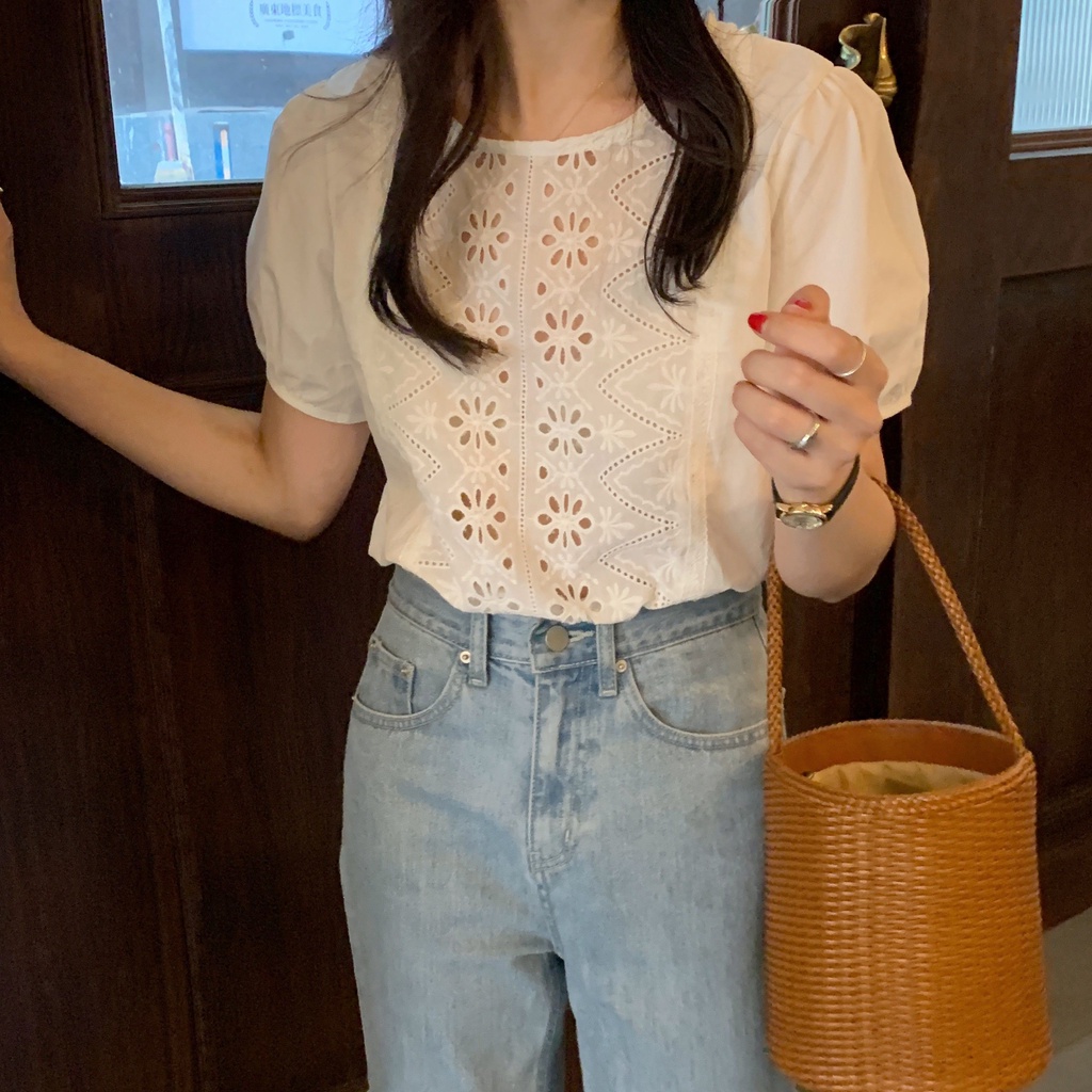 Áo Sơ Mi Tay Phồng Phong Cách Hàn Quốc Cổ Điển Dành Cho Nữ