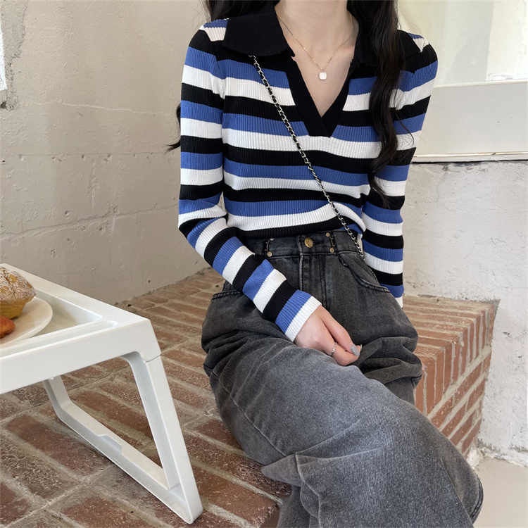 Áo Len Nữ Tay Dài Sọc Ngang Thời Trang Hàn Quốc