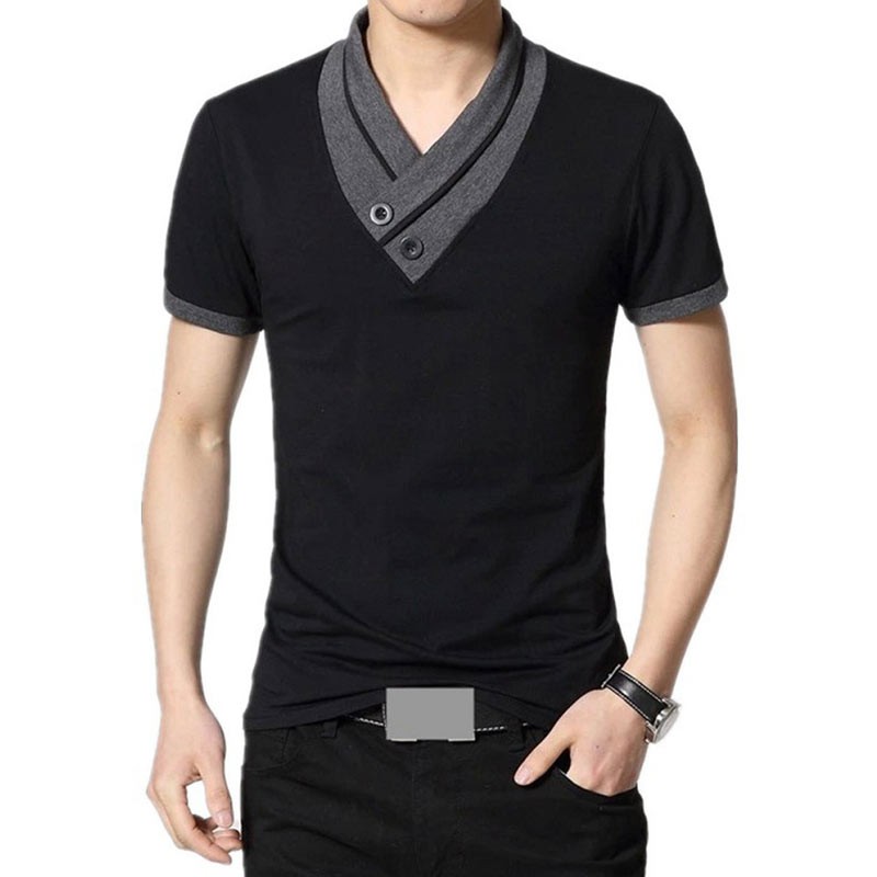 Áo thun ngắn tay cổ chữ V thanh lịch cho nam