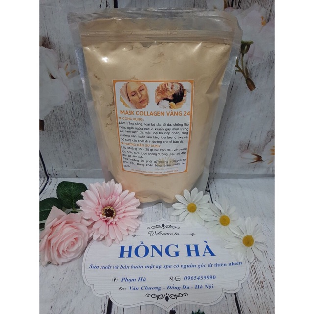 1Kg Bột Mặt Nạ Dẻo Vàng Collagen 24K (Vàng Sâm) Handmade