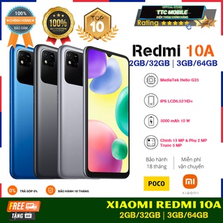 Điện thoại xiaomi redmi 10a 2gb/32gb | 3gb/64gb - hàng chính hãng - pin 5000 mah