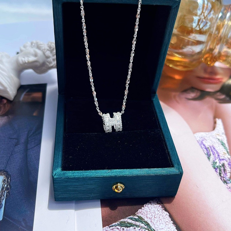 Dây chuyền bạc nữ chữ H đính đá sang chảnh MD066 - Trang Sức MINA JEWELRY