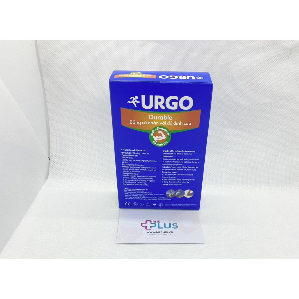 Băng cá nhân URGO Durable có độ dính cao (Hộp 20 miếng hoặc 102 miếng)