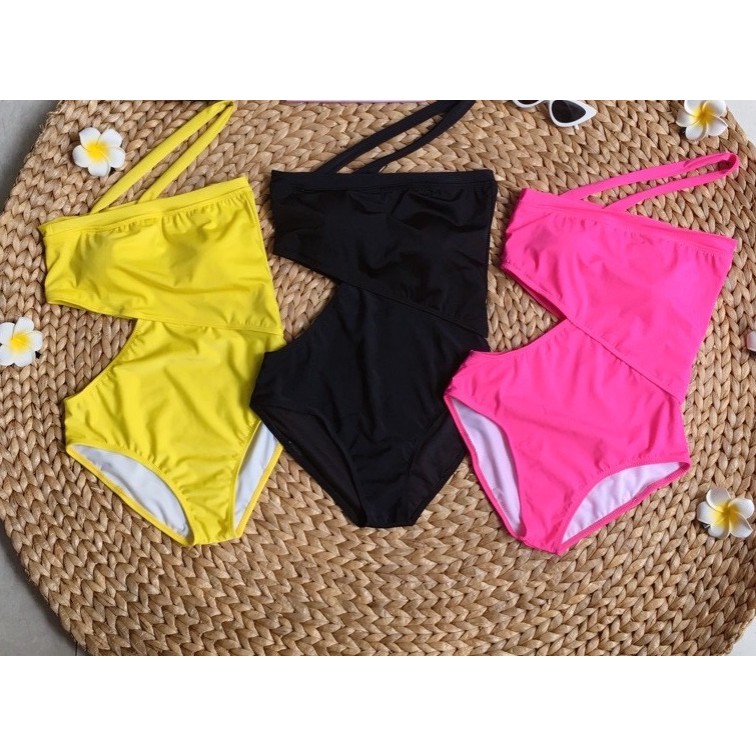 Bikini 1 Mảnh Dây Chéo Khoét Eo Nhiều Màu, Đồ Bơi Nữ Liền Thân Đi Biển Cổ Xéo Cut Out Sang Chảnh [Ảnh Chụp Thật] - OS046