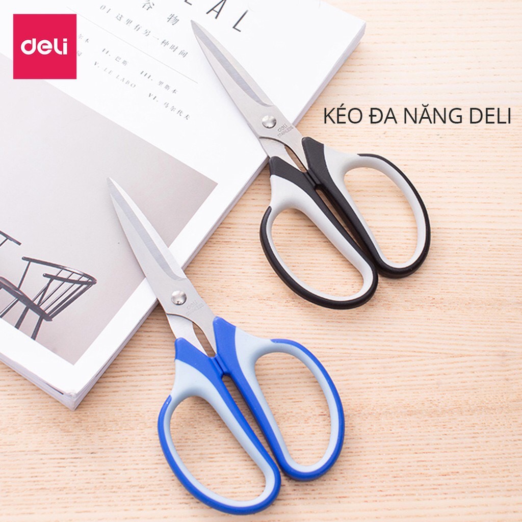 Kéo cắt gà Deli 190mm - Kéo nhà bếp đa năng sử dụng phòng bếp - Đen/Xanh - E6001 - MIYABI STORE