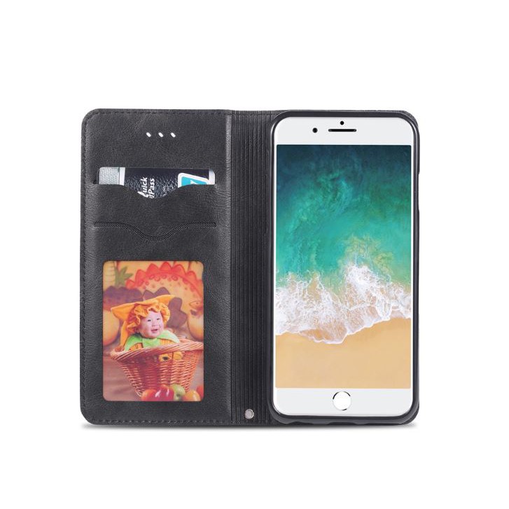 Ốp bao da iphone kiêm ví đựng tiền/thẻ atm/vé gửi xe, Ốp bao da nắp gập cho iphone - Azns | BigBuy360 - bigbuy360.vn