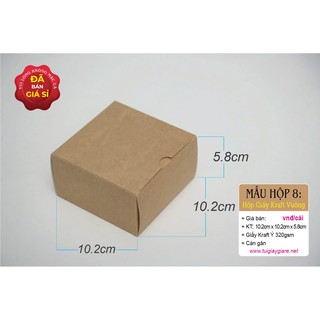 50 cái - Hộp giấy kraft vuông đựng quà tặng đựng 1 bánh trung thu - Hộp số 8