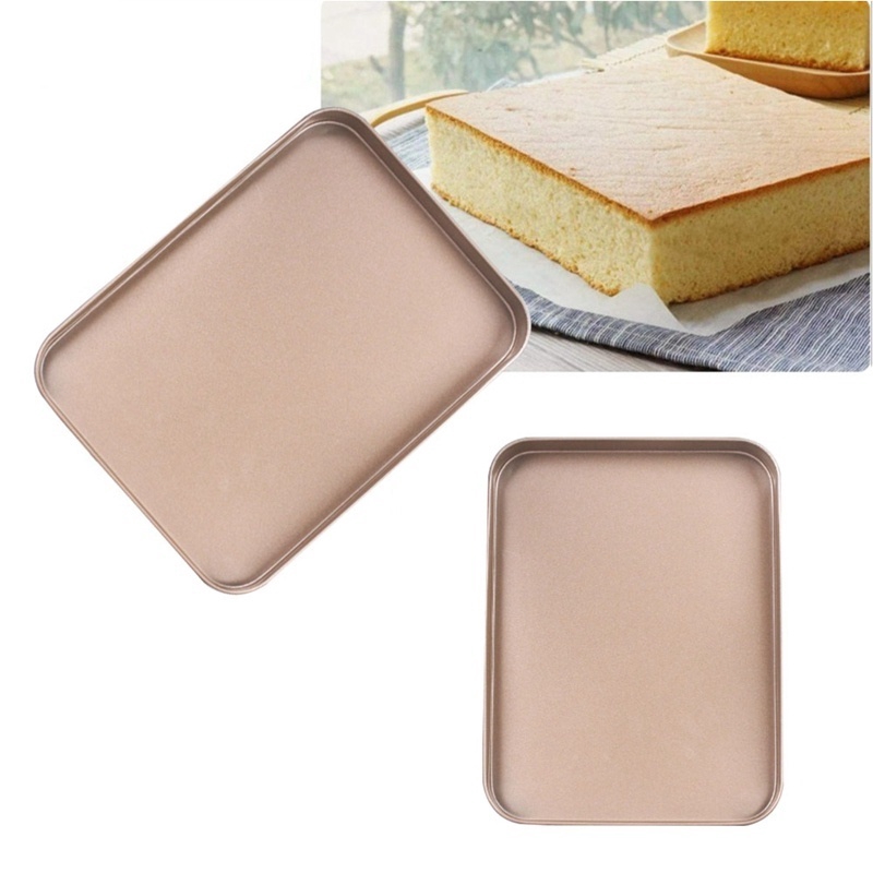 Household Rectangular Baking Pan Golden Carbon Steel Non-Stick High Temperature Resistant Cake Pan Intestinal Powder Baking Pan