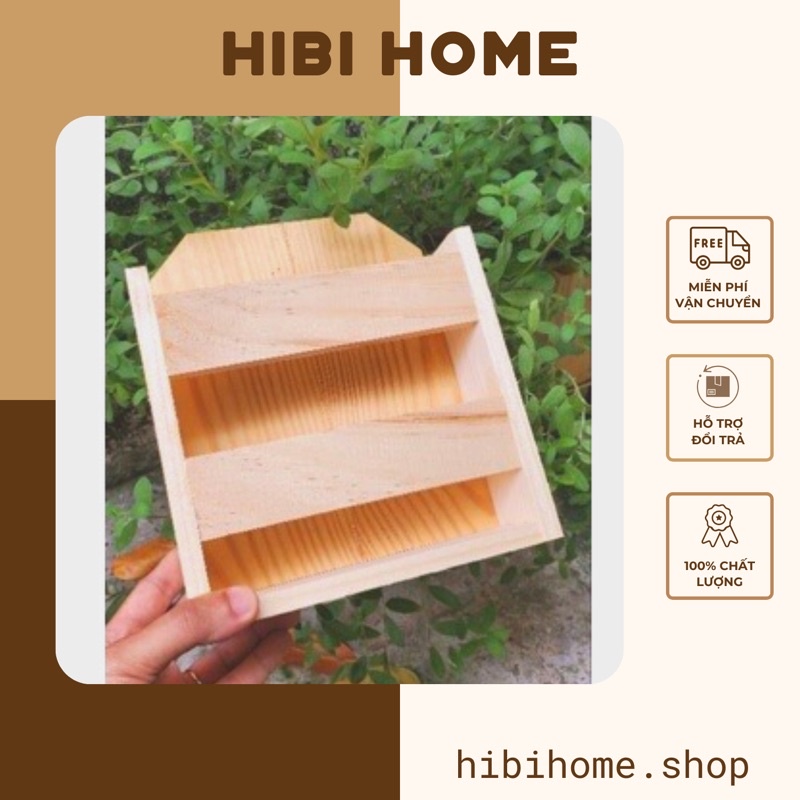 Khay đựng cỏ đồ ăn cho thỏ bọ ú pig guinea chuột lang bằng gỗ thông cao cấp kích thước 16*19*6cm
