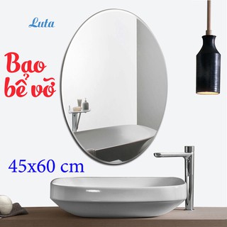 [BAO BỂ VỠ] Gương phòng tắm hình elip trơn 45x60 Luta GS04 sáng đẹp rực rỡ, đường cong hoàn mỹ