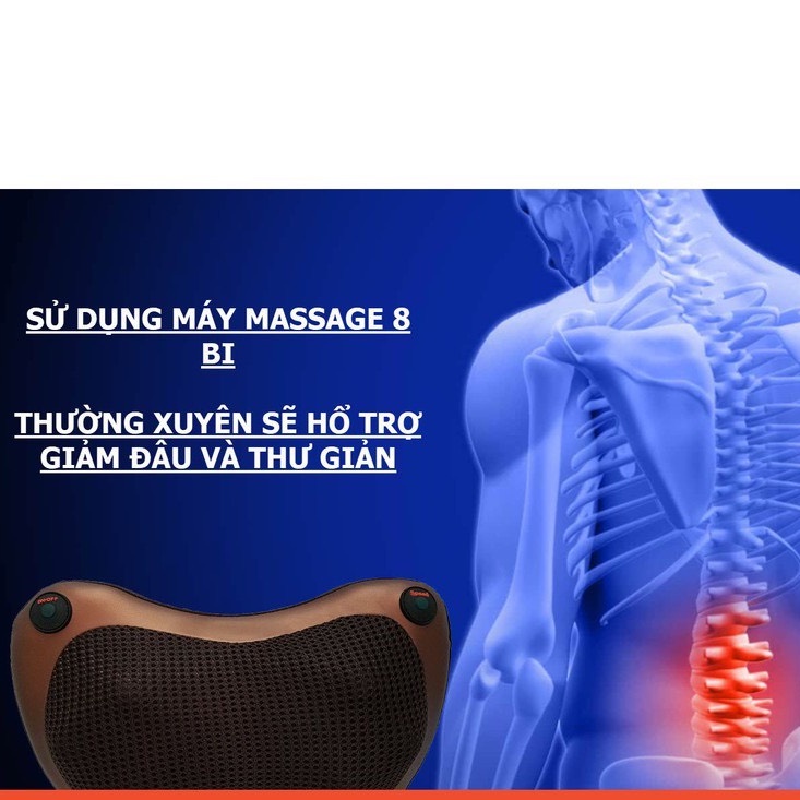 Gối Massage Hồng Ngoại 8 Bi Cao Cấp, Massage Cổ Vai Gáy 2 Chiều Thư Giãn Sâu, Giảm Căn Thẳng Mệt Mỏi, BH 3 Tháng