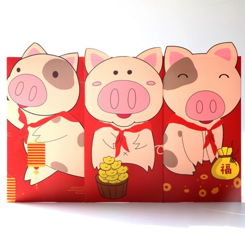 Aoto Set 6 Bao Lì Xì Đỏ Phong Cách Trung Hoa Truyền Thống Hongbao Làm Quà Tặng