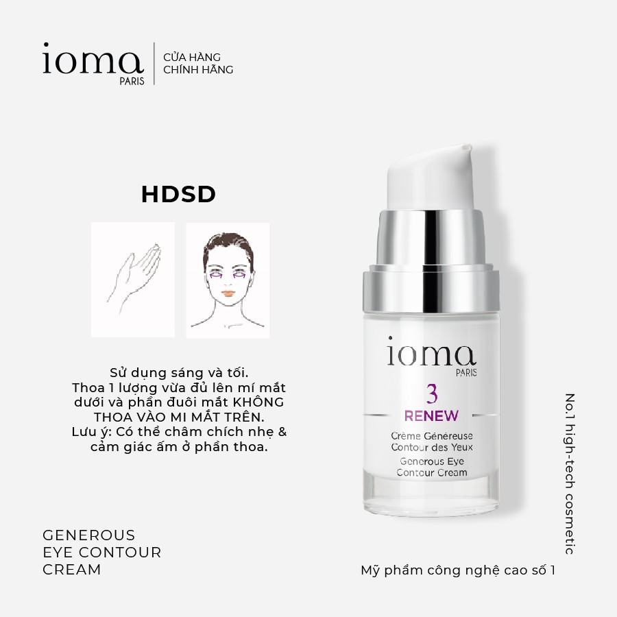 Kem dưỡng trẻ hóa vùng mắt IOMA PARIS Generous Eye Contour Cream 15ml