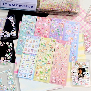 Sticker gấu-thỏ hologram_trang trí top,card