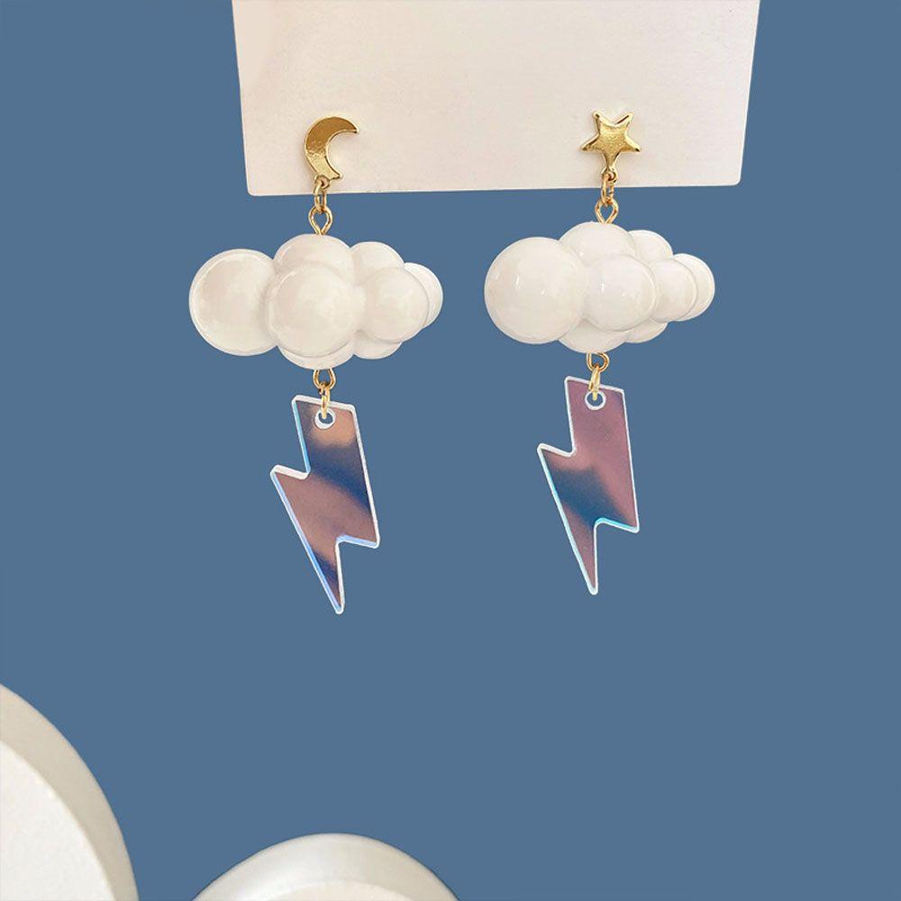 Bông Tai Hình Đám Mây Màu Laser Phản Quang Đơn Giản Thời Trang VANES1