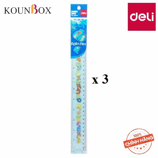 Combo 24 Thước kẻ nhựa dẻo hình kí tự Deli Printed Ecopvc Flexible Ruler 20cm 38014 – 30 cm 38015