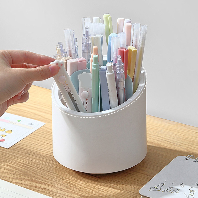 Hộp Đựng Cọ Trang Điểm Cỡ Lớn Xoay 360 Độ Kèm Nắp Đậy Tiện Dụng