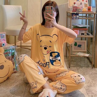 Bộ Ngủ Nữ Big Size Siêu Dễ Thương Áo Cộc Quần Dài