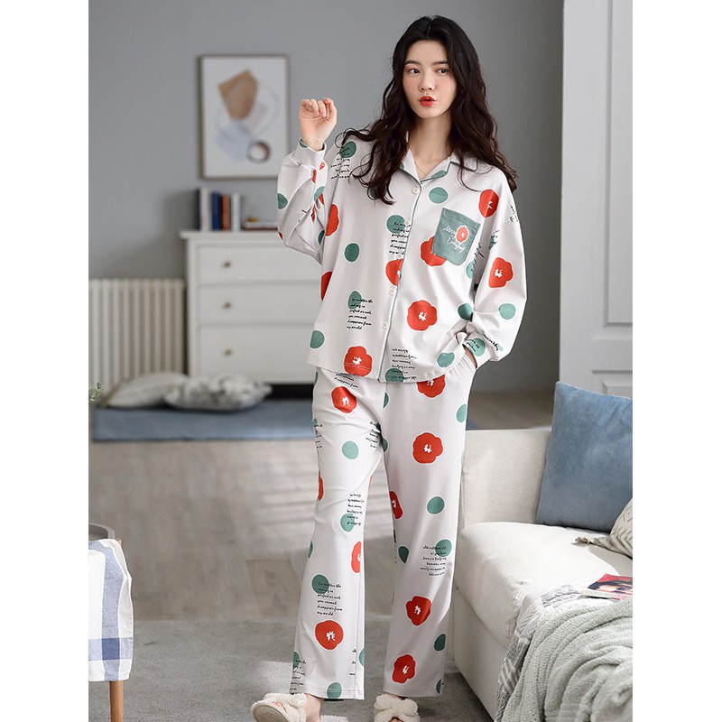 Đồ Bộ Mặc Nhà Cotton Dài Tay Thu Đông Mặc Ở Nhà Đẹp Dáng Rộng Đủ Size