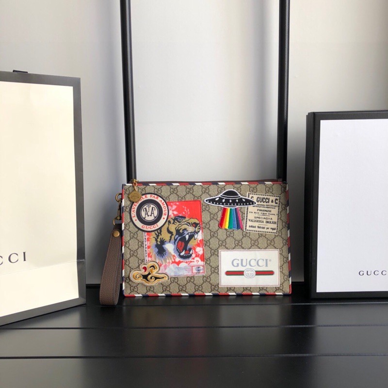 ví tab đứng dáng mỏng in hoạ tiết khoá kéo gucci Gc Gg