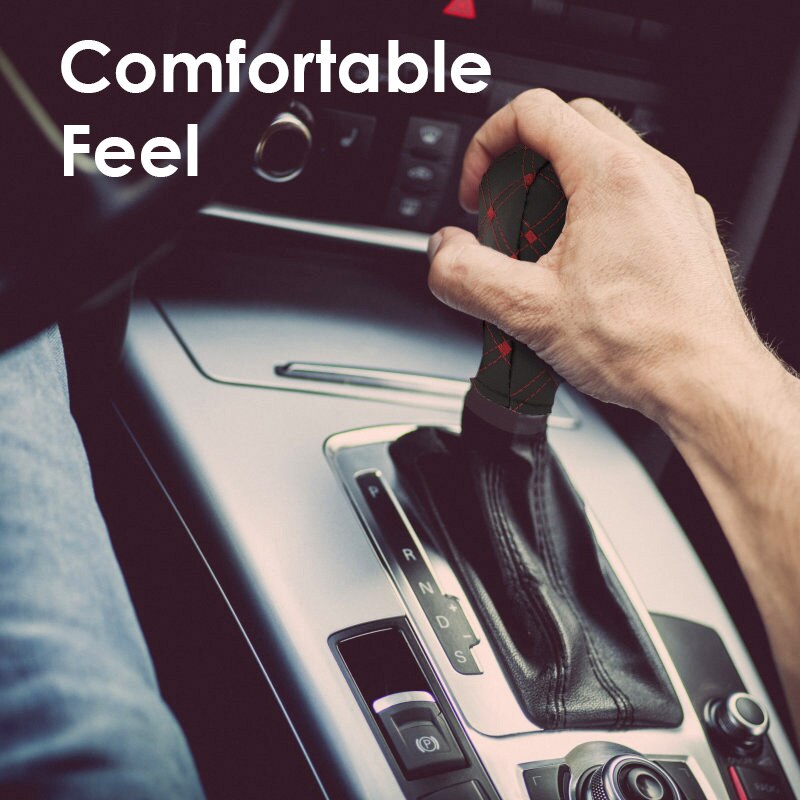 Set 2 Vỏ Bọc Phanh Tay + Cần Gạt Số Ô Tô Bằng Da Sợi Nhỏ Thông Dụng Chất Lượng Cao