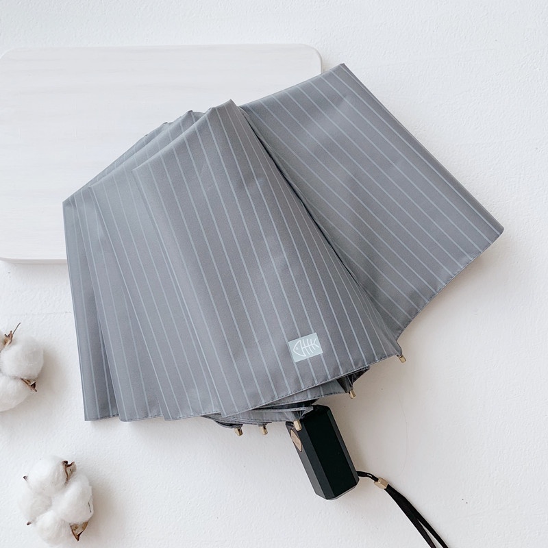 Dù Gấp Tự Động Oversize Họa Tiết Kẻ Sọc Chống Gió Tiện Dụng
