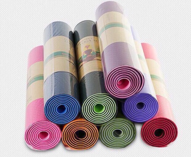 [Tặng Kèm Túi] Thảm Yoga TPE 2 lớp 8mm. Thảm yoga 2 lớp. TPE chuẩn giá kho.