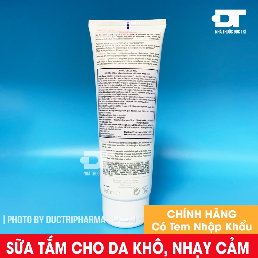 [CHÍNH HÃNG] Sữa Tắm Không Xà Phòng Cho Da Khô Và Nhạy Cảm Stanhome Dermo Gel 250ml