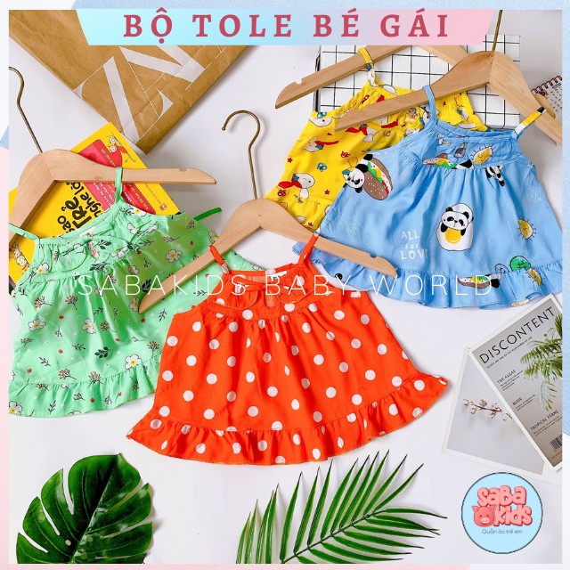 [MẪU ĐẸP] Đồ Bộ Bé Gái SABAKIDS 2 Dây Tôn Lanh Cực Mát Cho Bé Từ 4-14kg