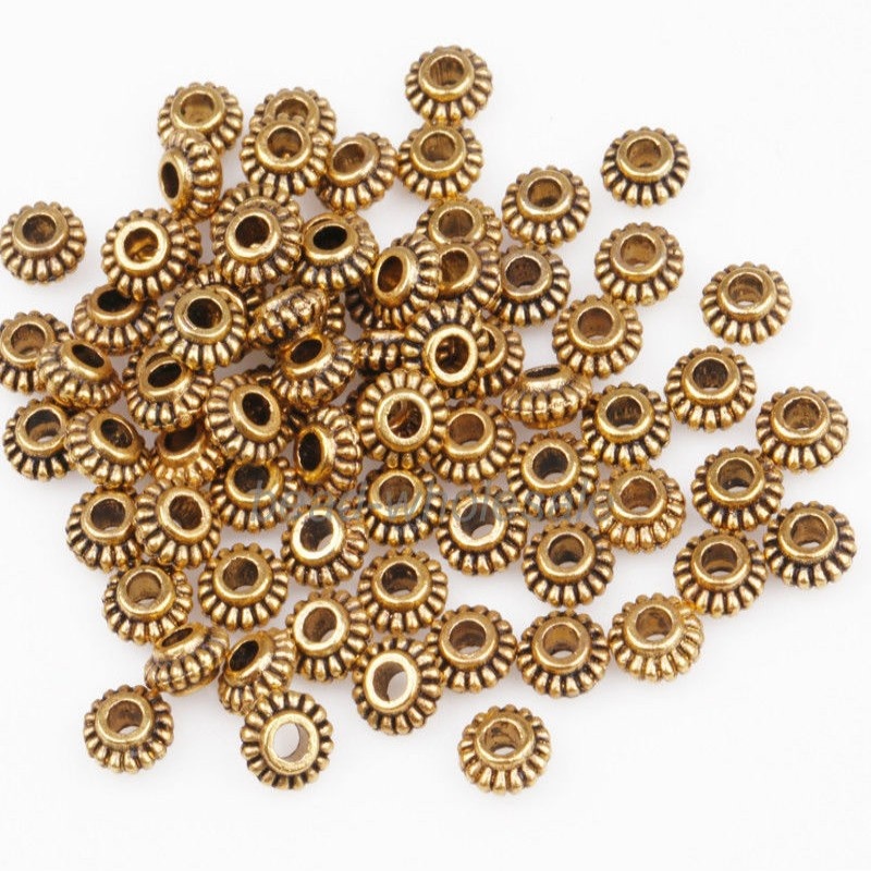 Bộ 100 Hạt Kim Loại Hình Bánh Răng 6MM Dùng Làm Trang Sức DIY