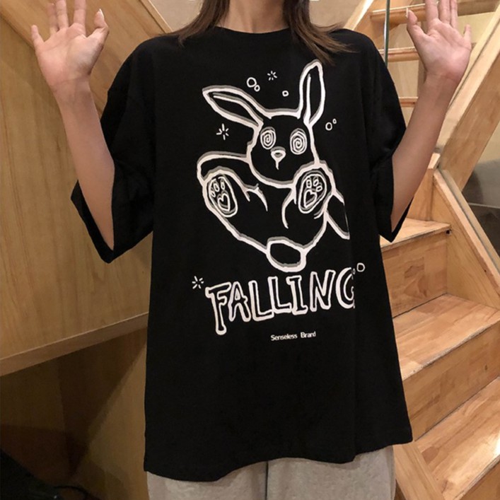 Áo thun tay lỡ  Thỏ FALLING  phông Unisex nam nữ tee oversize form rộng pull Ulzzang Streetwear Hàn Quốc vải mềm